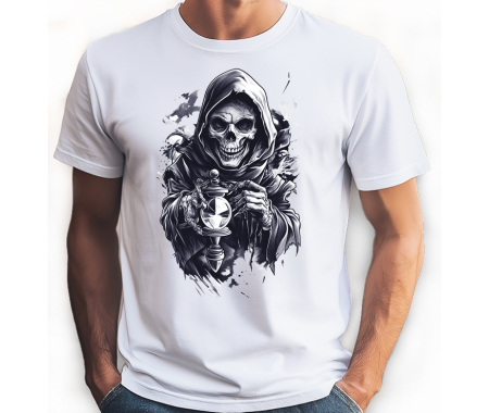 Koszulka Śmierć z klepsydrą 100% bawełna luźna koszulka, t-shirt biały